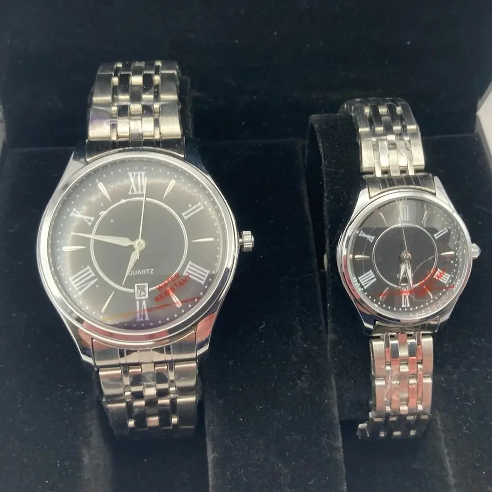 New Longbo His & Hers Quartz Watch Set-Roman Numeral-NIB - New Batteries - WR